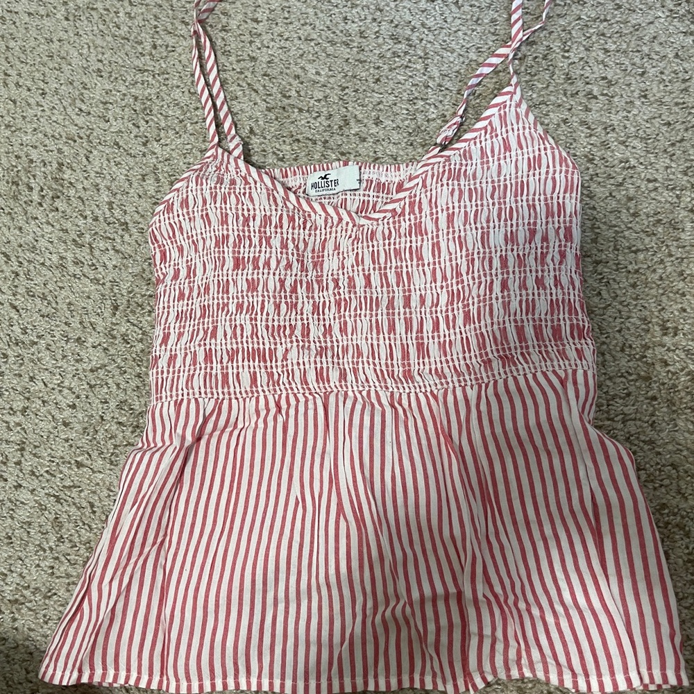 Red and White Striped Hollister Top